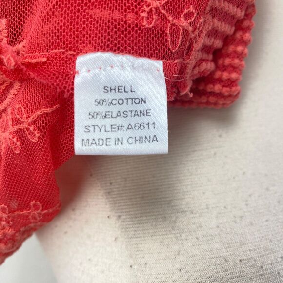 Janet Paris Orange Embroidered Mesh Top Tunic Large Studs Mesh Festival Boho - Picture 11 of 12